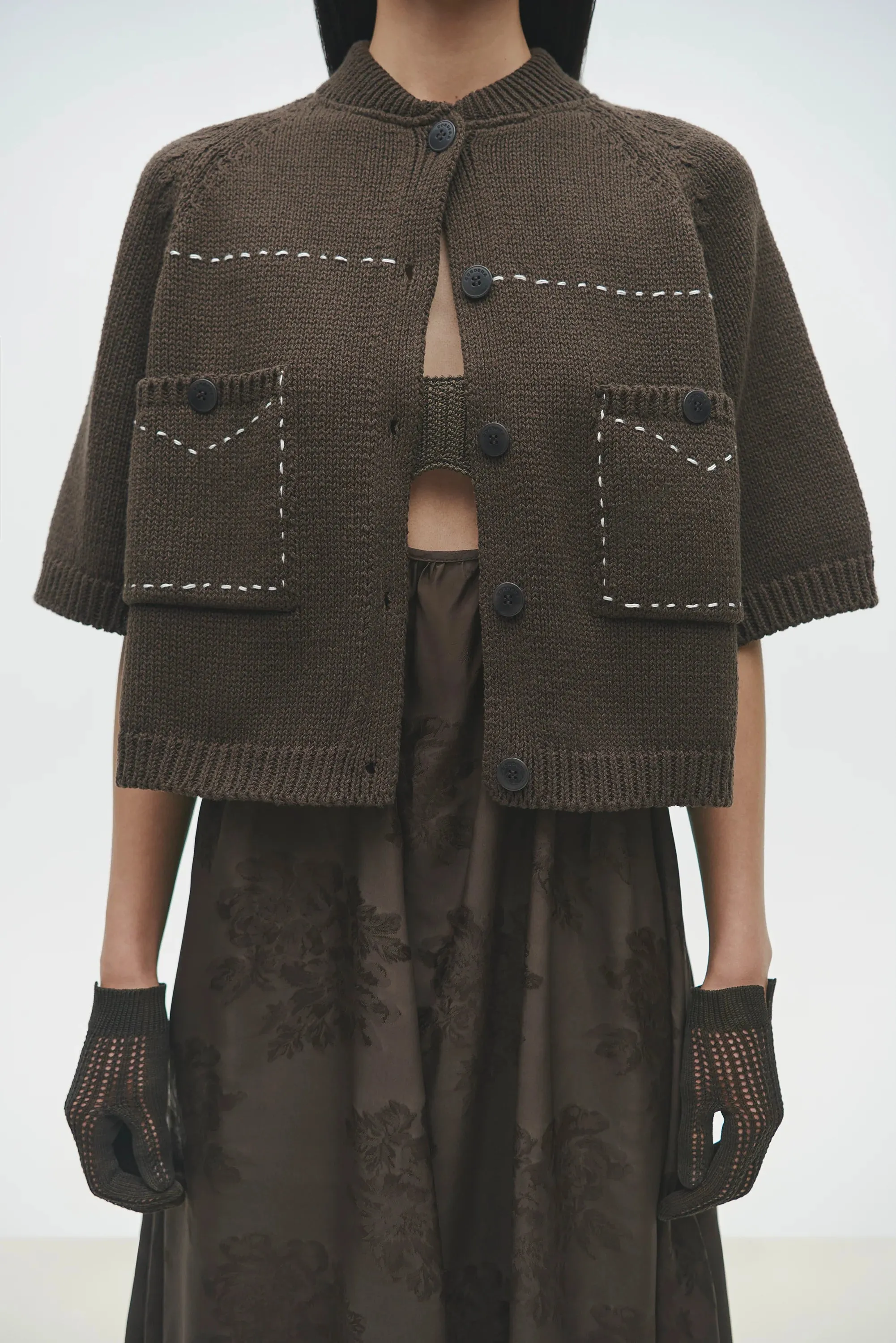 Cordera - Cotton Stitched Top (Brown)