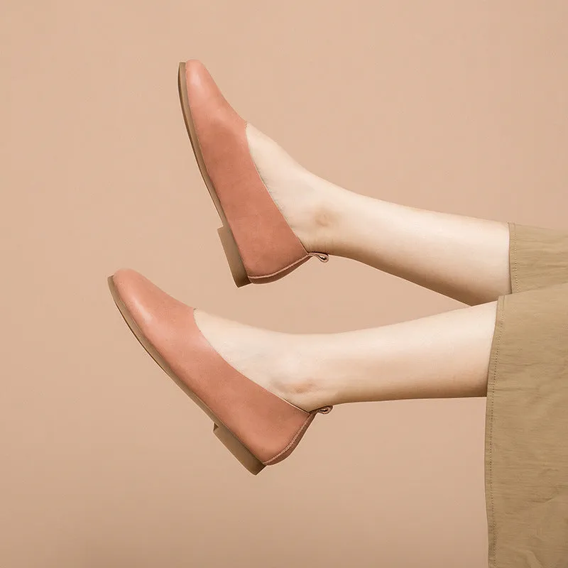 Cowhide Solid Slip-on Flat Shoes