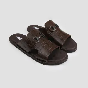 CROC TEXTURED LEATHER SLIPPER