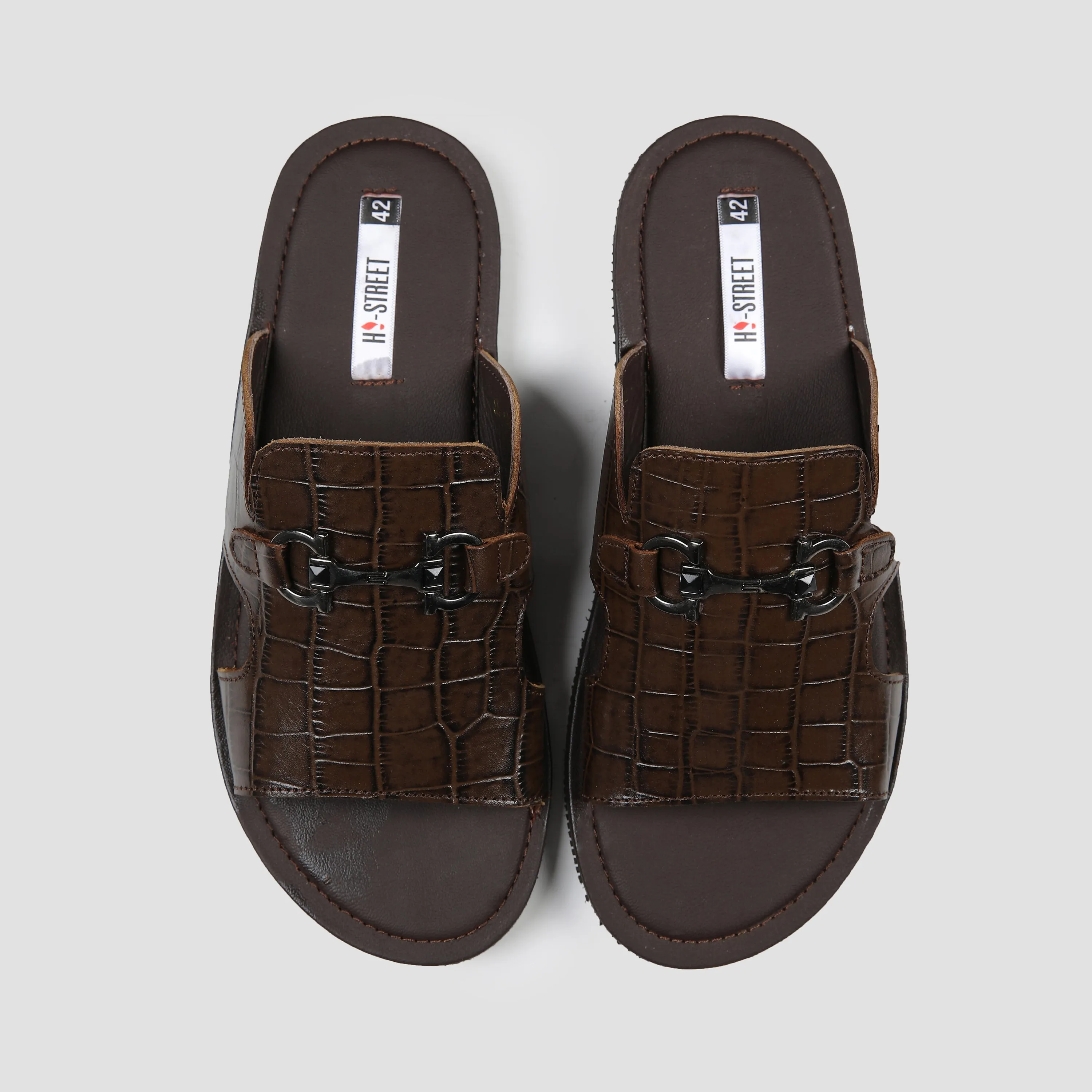 CROC TEXTURED LEATHER SLIPPER