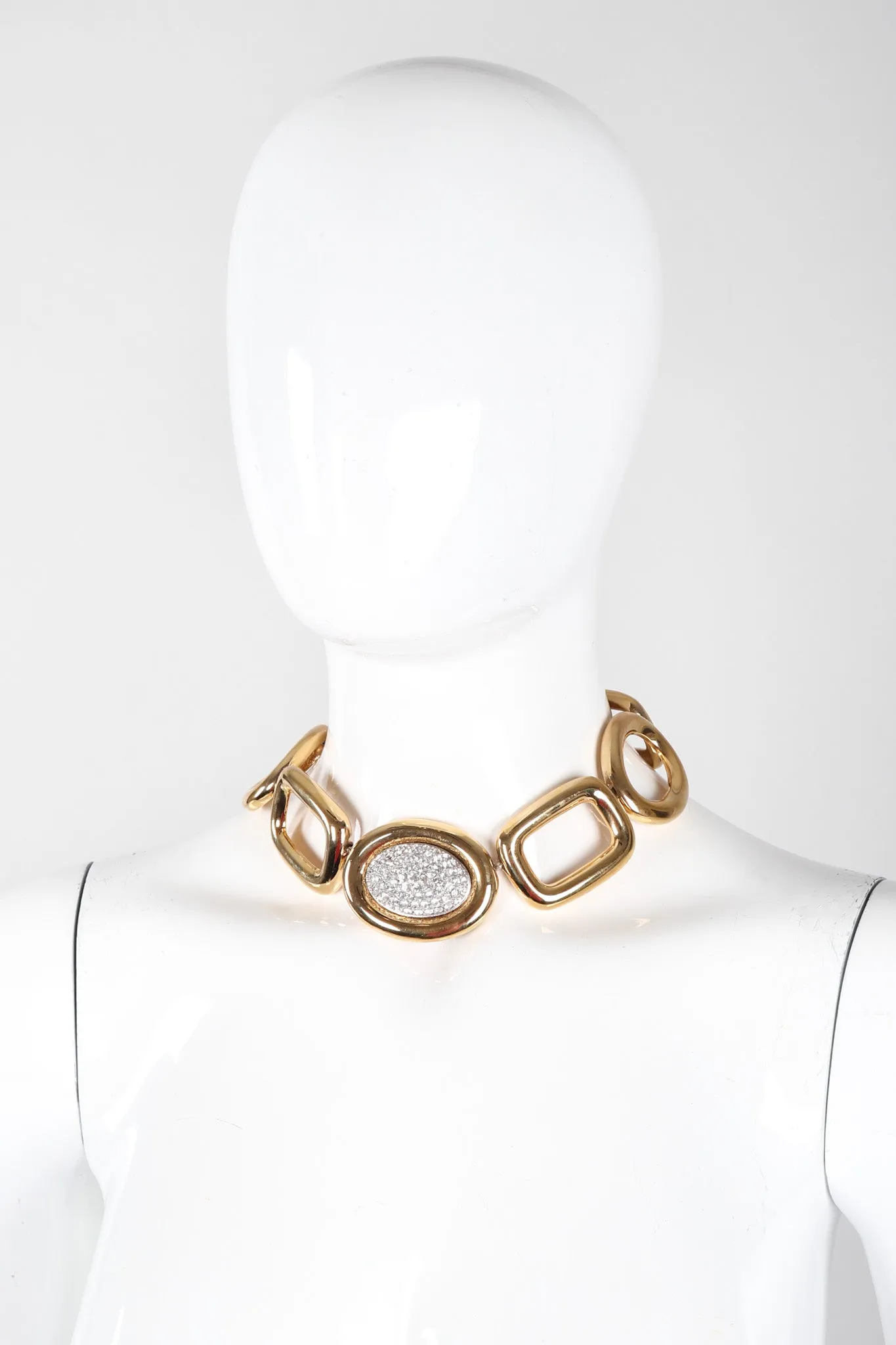 Crystal Oval Collar Necklace & Earring Set