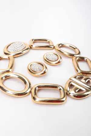 Crystal Oval Collar Necklace & Earring Set