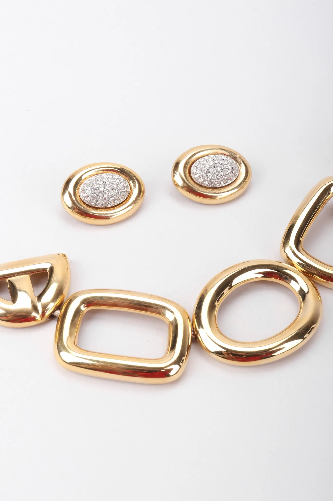 Crystal Oval Collar Necklace & Earring Set