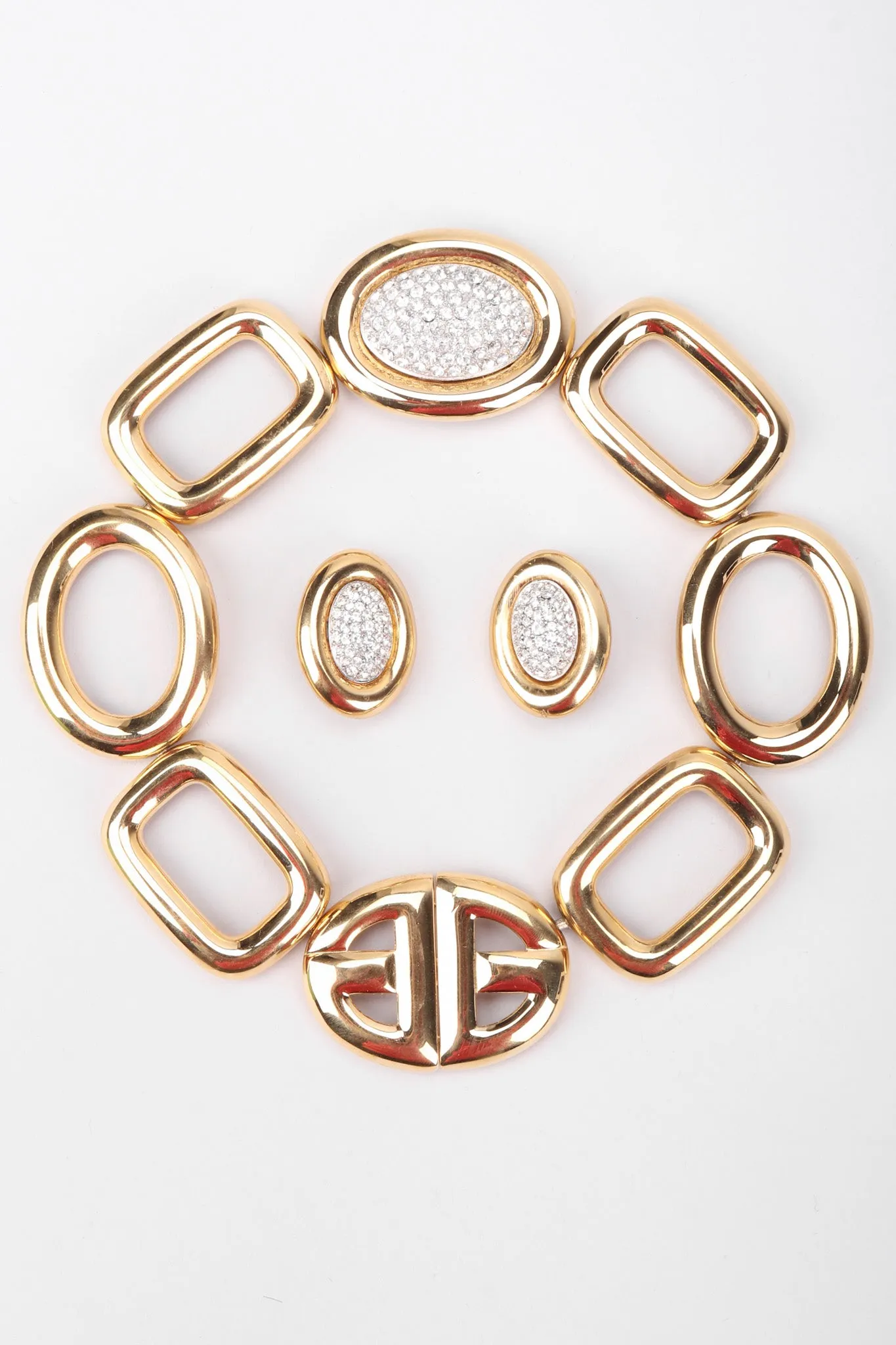 Crystal Oval Collar Necklace & Earring Set