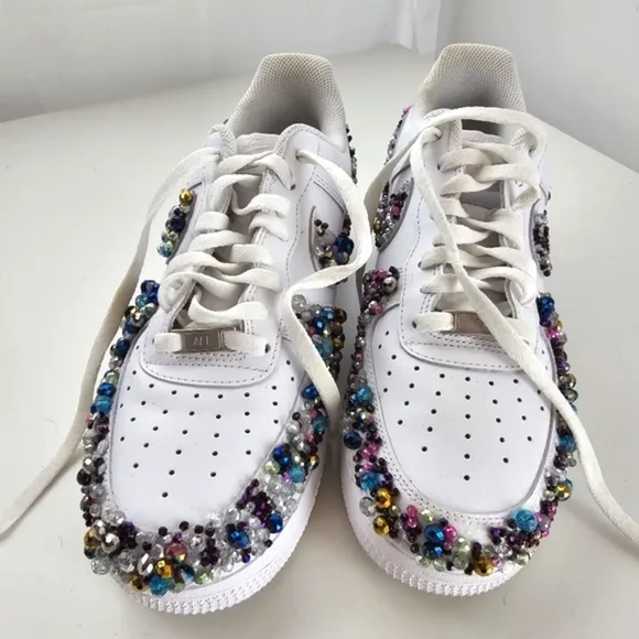 Custom Beaded Nike Air Force 1 Sneakers Men's Size 11