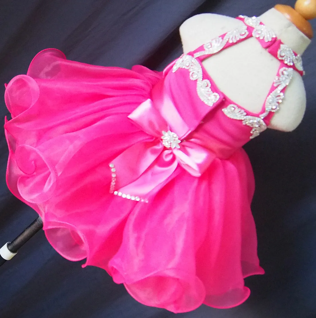 Custom Made Infant Fuchsia Baby Doll Pageant Dress