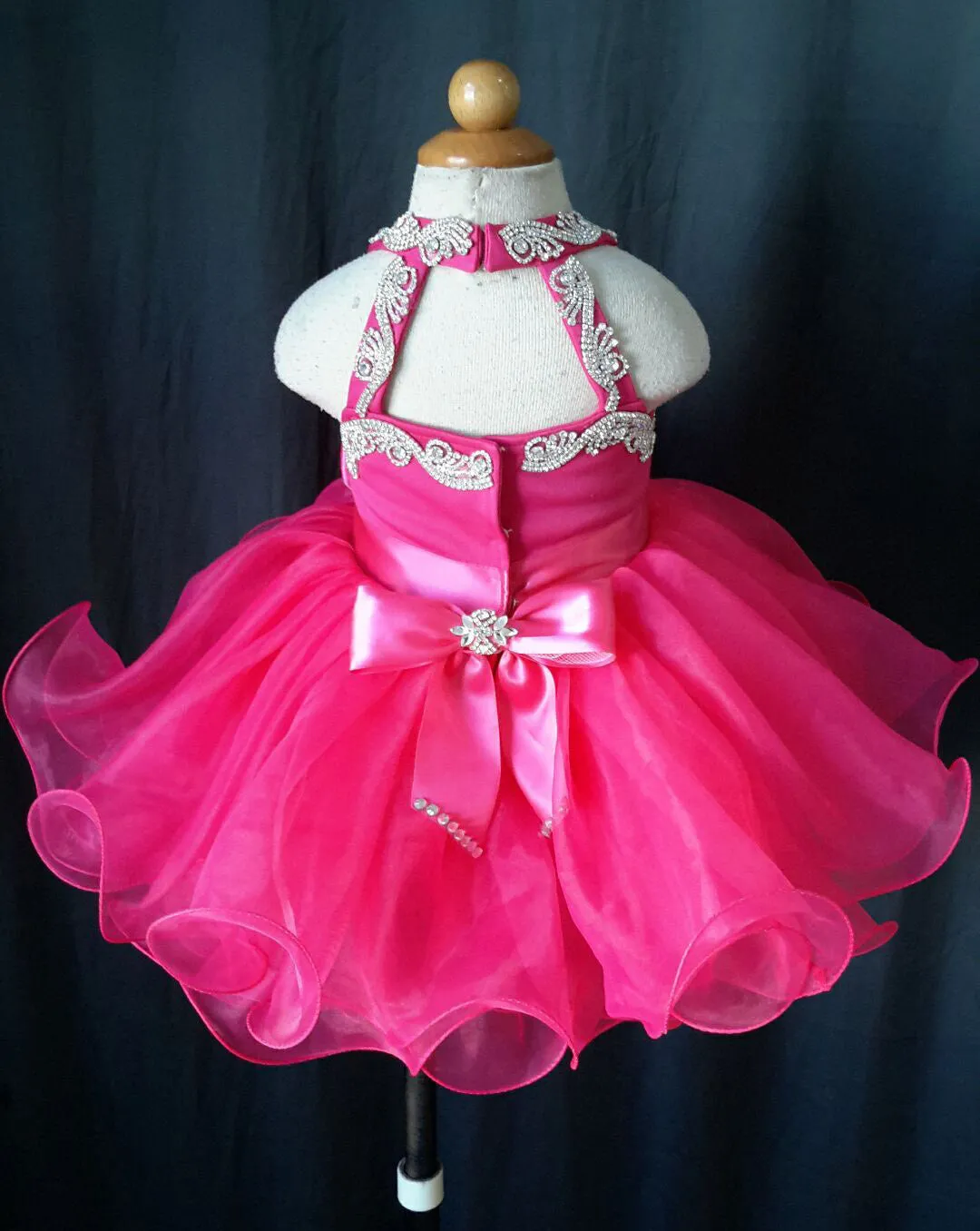 Custom Made Infant Fuchsia Baby Doll Pageant Dress