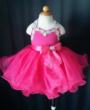 Custom Made Infant Fuchsia Baby Doll Pageant Dress