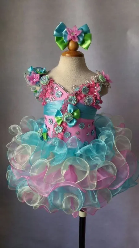 Custom Made Little Girl Illusion Cupcake Pageant Dress