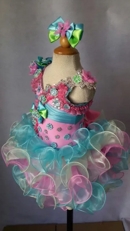 Custom Made Little Girl Illusion Cupcake Pageant Dress