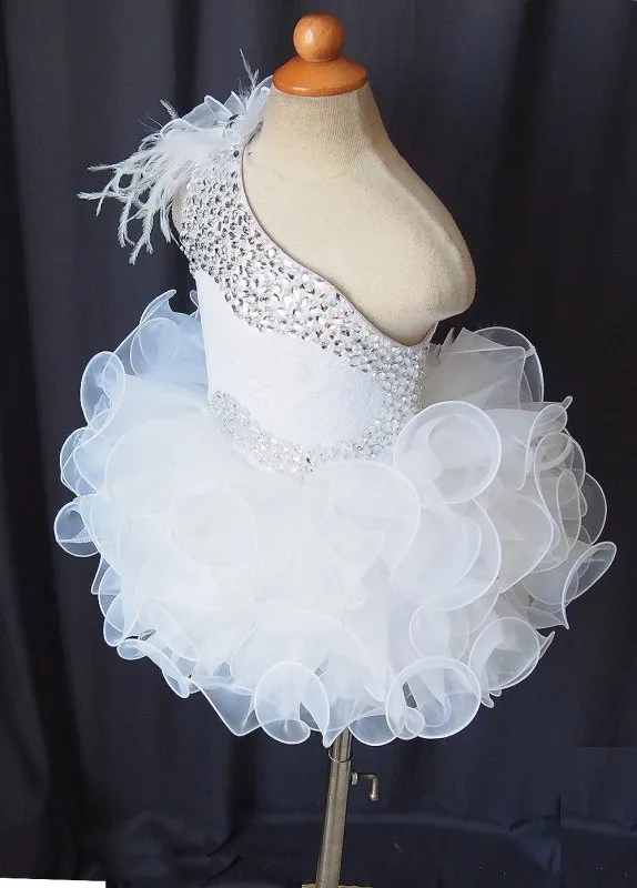 Custom Made Little Girl/Toddler/Baby Feather White Cupcake Pageant Dress