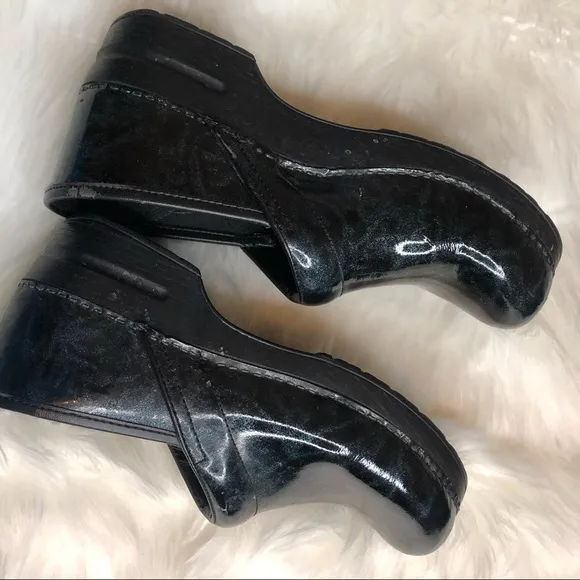 Dansko Black and Green Sparkle Slip On Mules