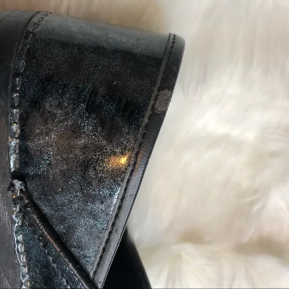 Dansko Black and Green Sparkle Slip On Mules