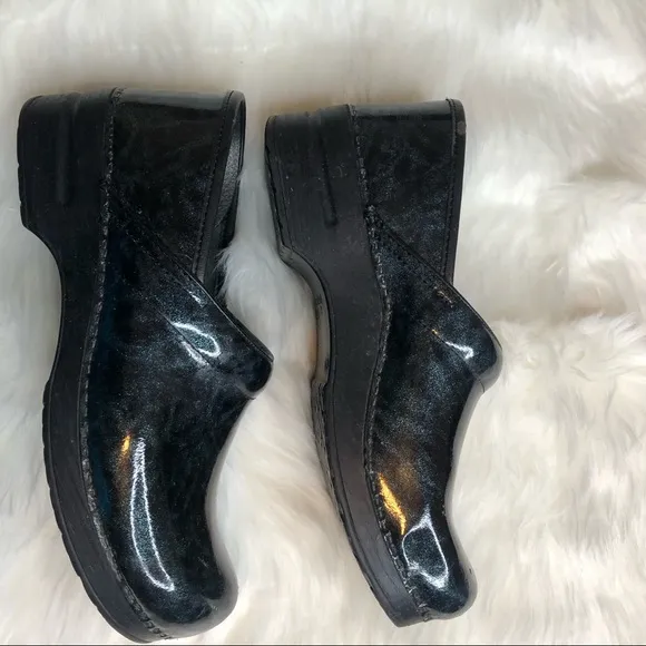 Dansko Black and Green Sparkle Slip On Mules
