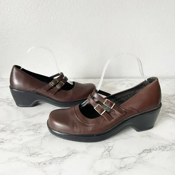 Dansko Smooth Dark Brown Leather Mary Jane Shoes Women’s EU Size 41 US Size 10.5