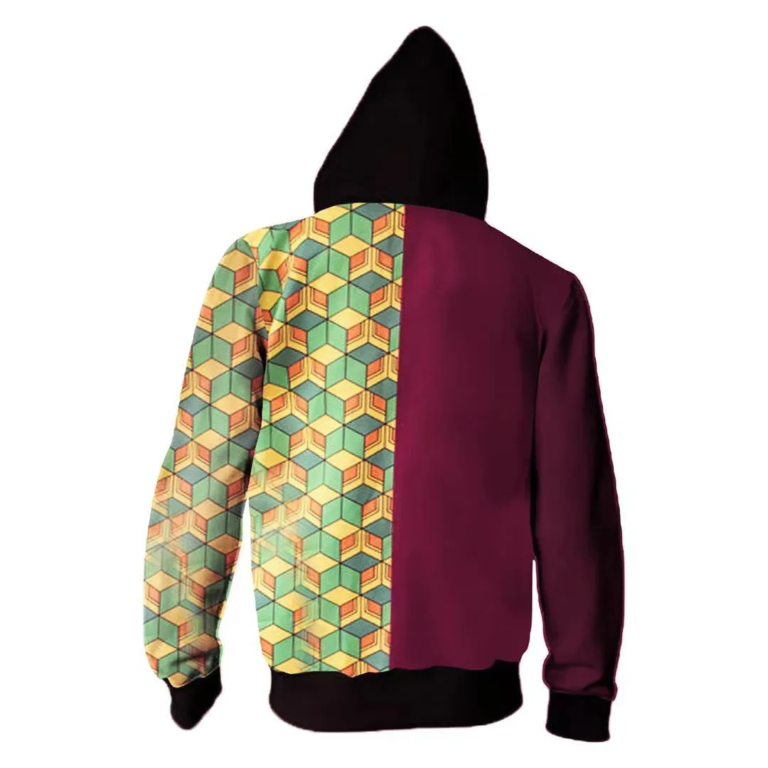 Demon Slayer Giyuu Tomioka Kimono Cosplay Zip-Up Hoodie