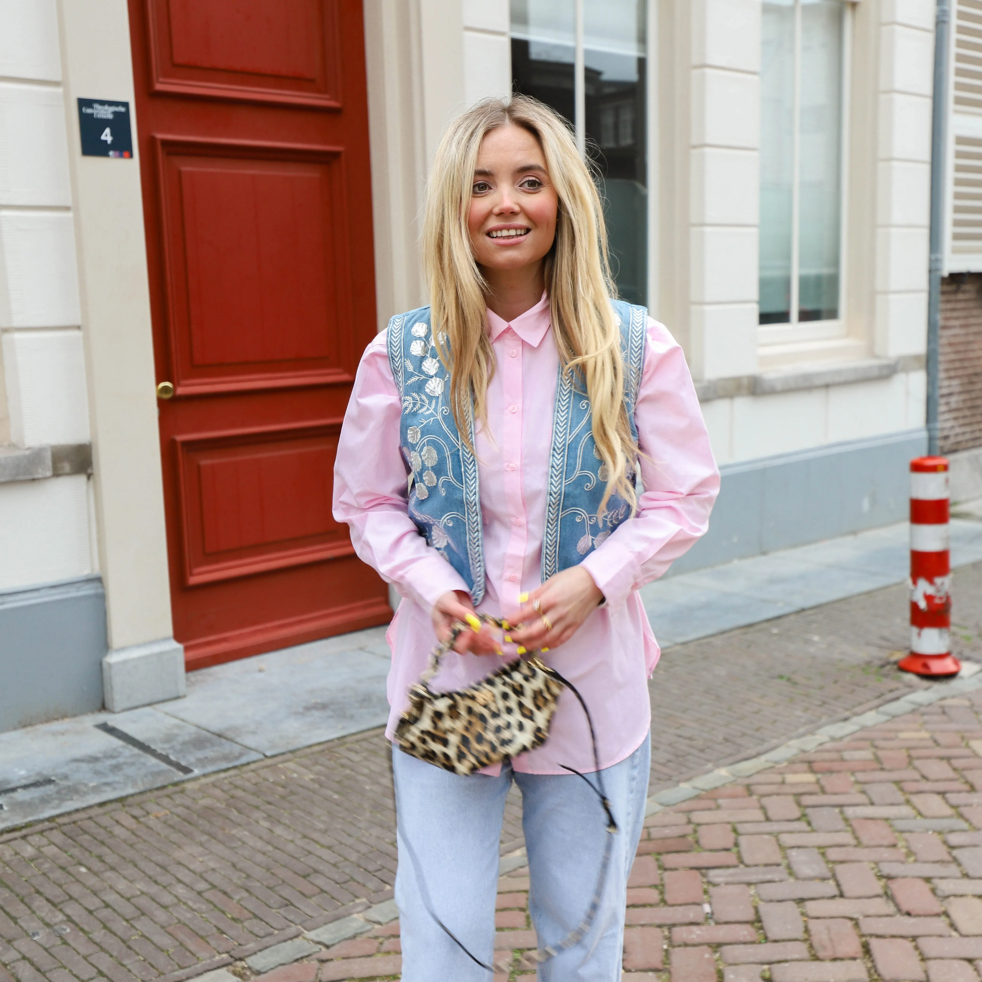 Denim broderie gilet