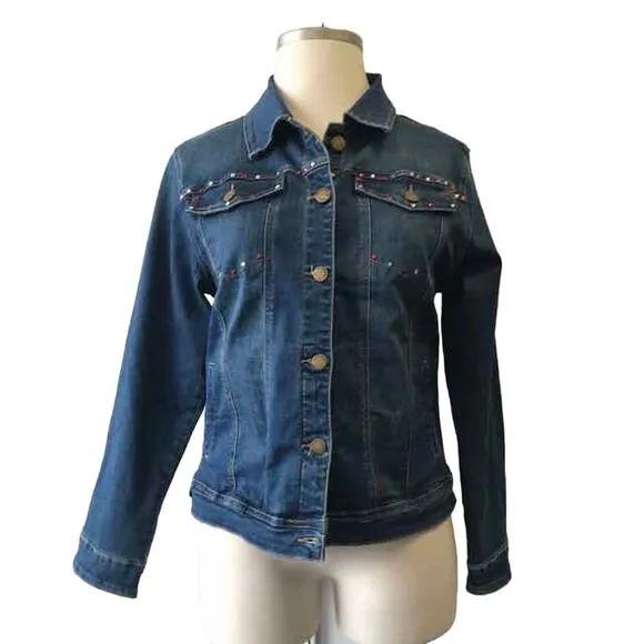Design‎ By LaVerne Size 1X Embellished Back Denim Rodeo Jacket