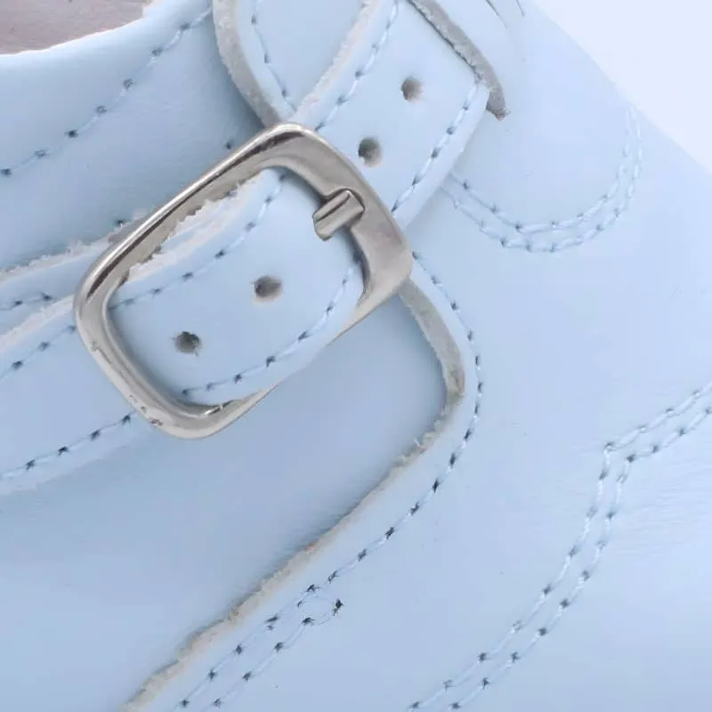 'Dexter' Boys Pale Blue Leather Buckle Boots