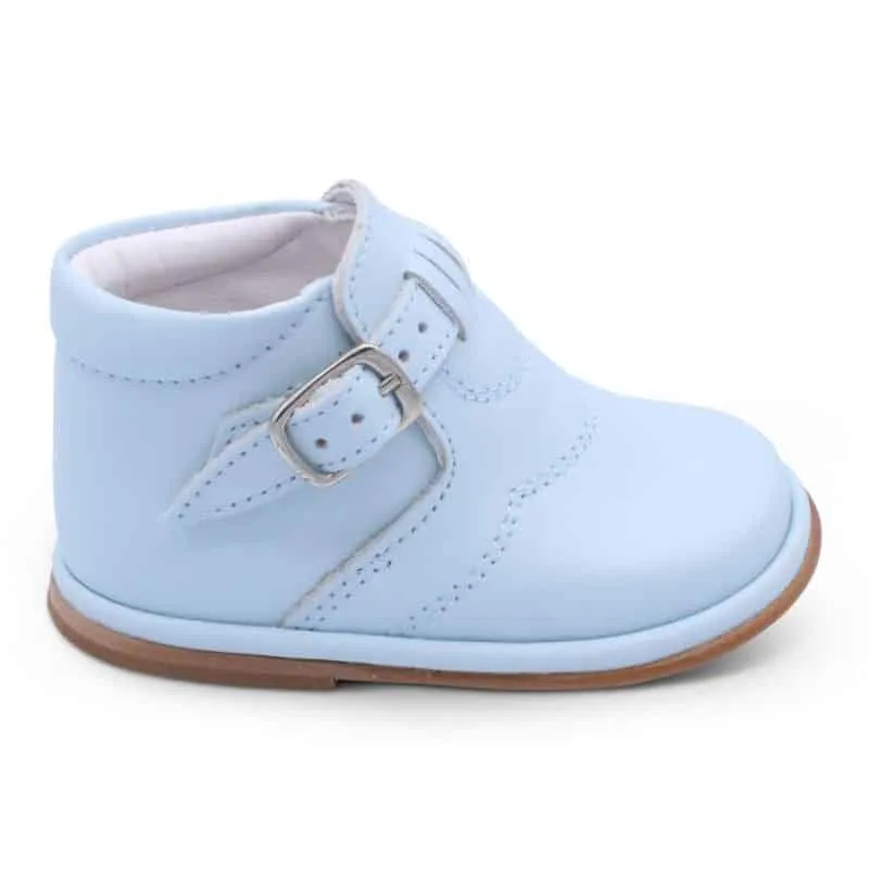 'Dexter' Boys Pale Blue Leather Buckle Boots