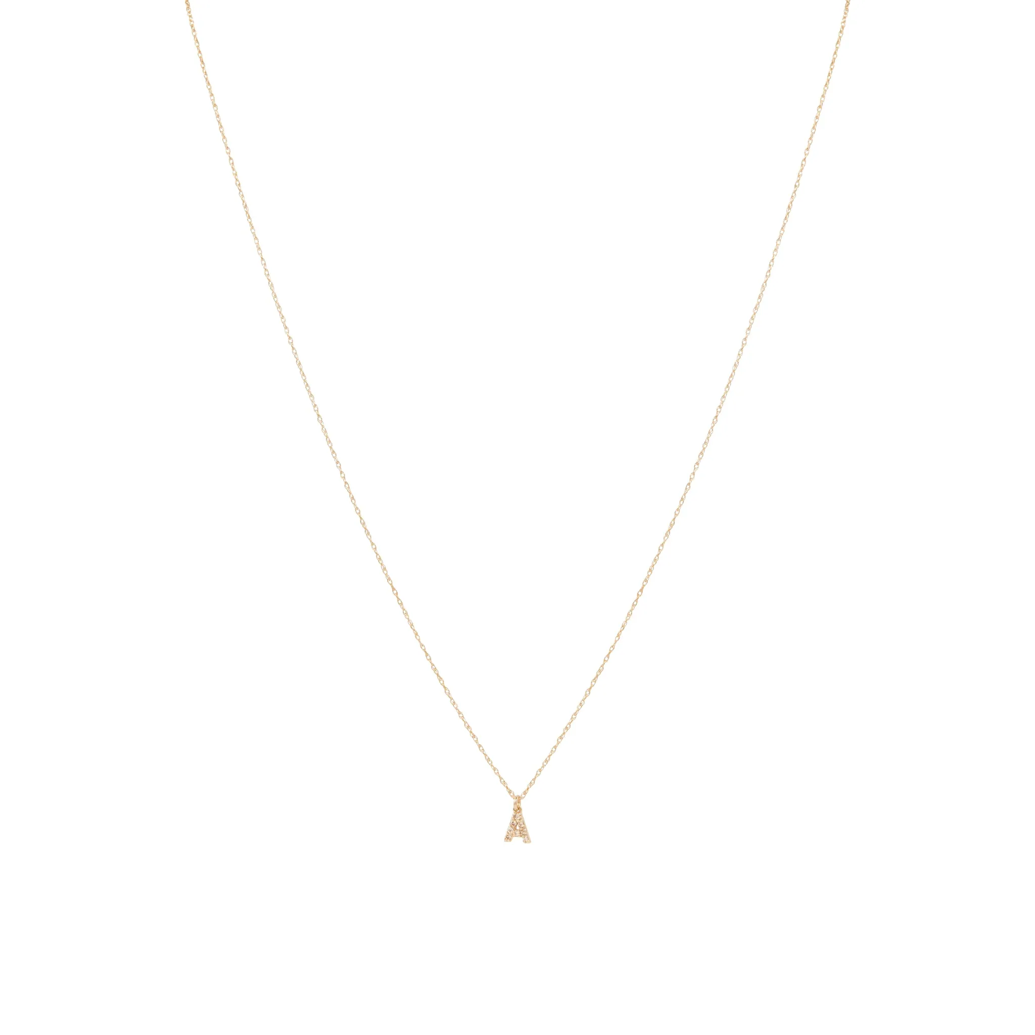 Diamond Letter Necklace - Solid Gold