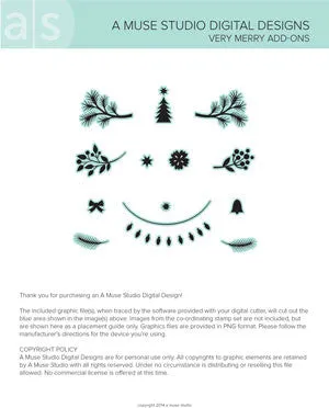 digital cut file - very merry add-ons