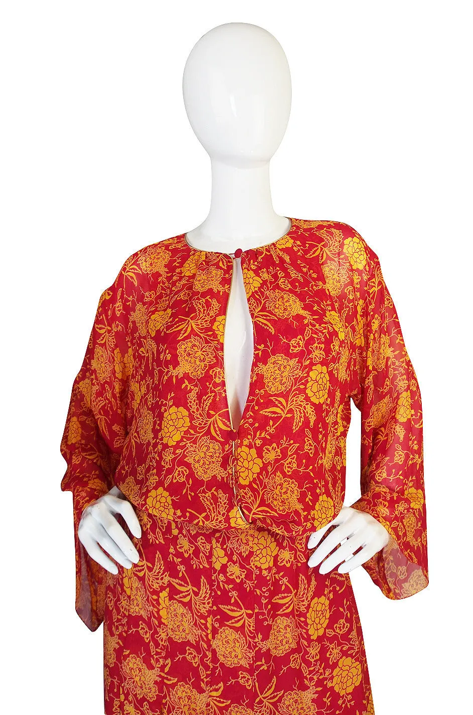 Documented 1976 Christian Dior Silk Chiffon Dress Set