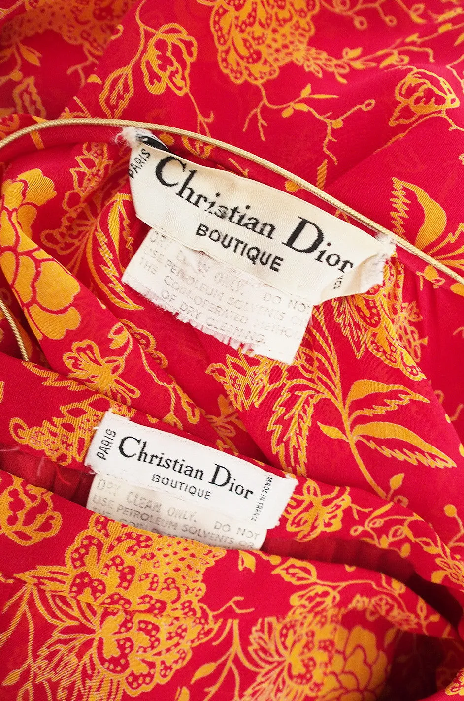 Documented 1976 Christian Dior Silk Chiffon Dress Set