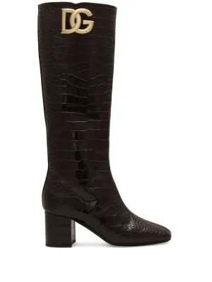 Dolce & Gabbana 60mm logo-plaque leather boots