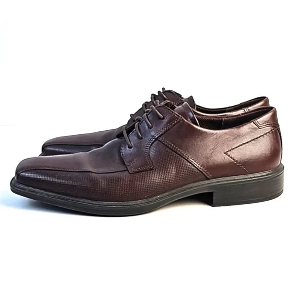 Ecco Minneapolis Tram Full Grain Leather Lace Up Square Toe Oxford Dress Shoe
