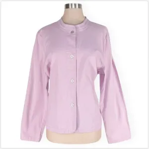 EILEEN FISHER Lavender Purple Snap Front Stretch Cotton Blazer Jacket 44&quot; Bust