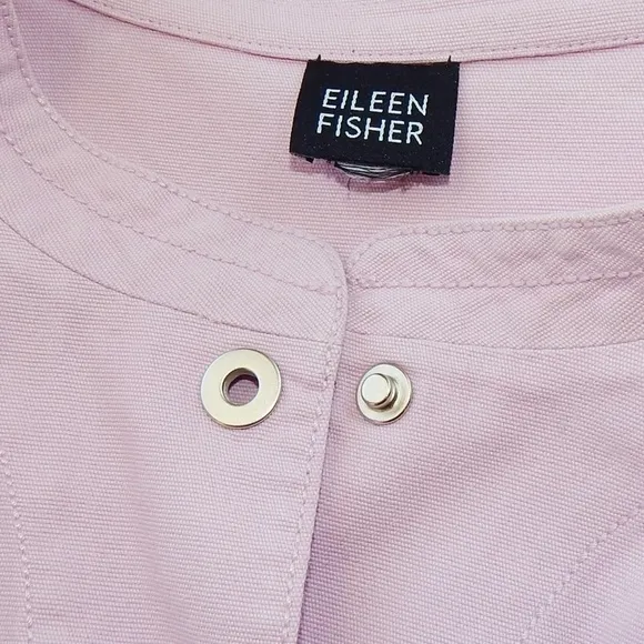 EILEEN FISHER Lavender Purple Snap Front Stretch Cotton Blazer Jacket 44&quot; Bust