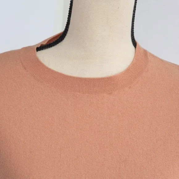 Eileen Fisher wool blend minimalist dark peach fuzz quiet luxury 3/4 sleeve S