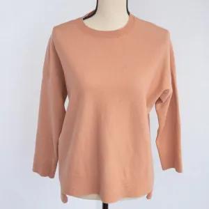 Eileen Fisher wool blend minimalist dark peach fuzz quiet luxury 3/4 sleeve S