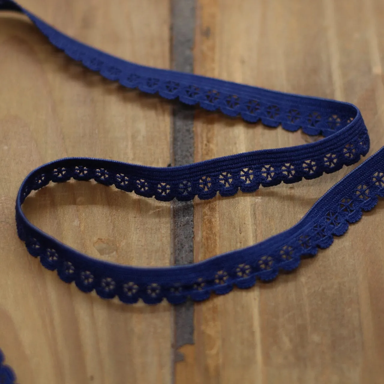 Elastique Dentelle à picots lingerie 13mm - Bleu marine (vendu x10cm)