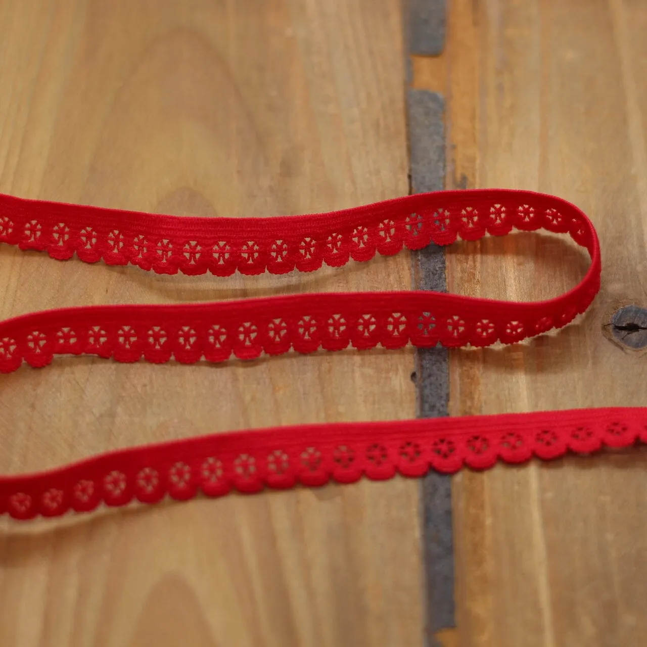 Elastique Dentelle à picots lingerie 13mm - Rouge (vendu x10cm)