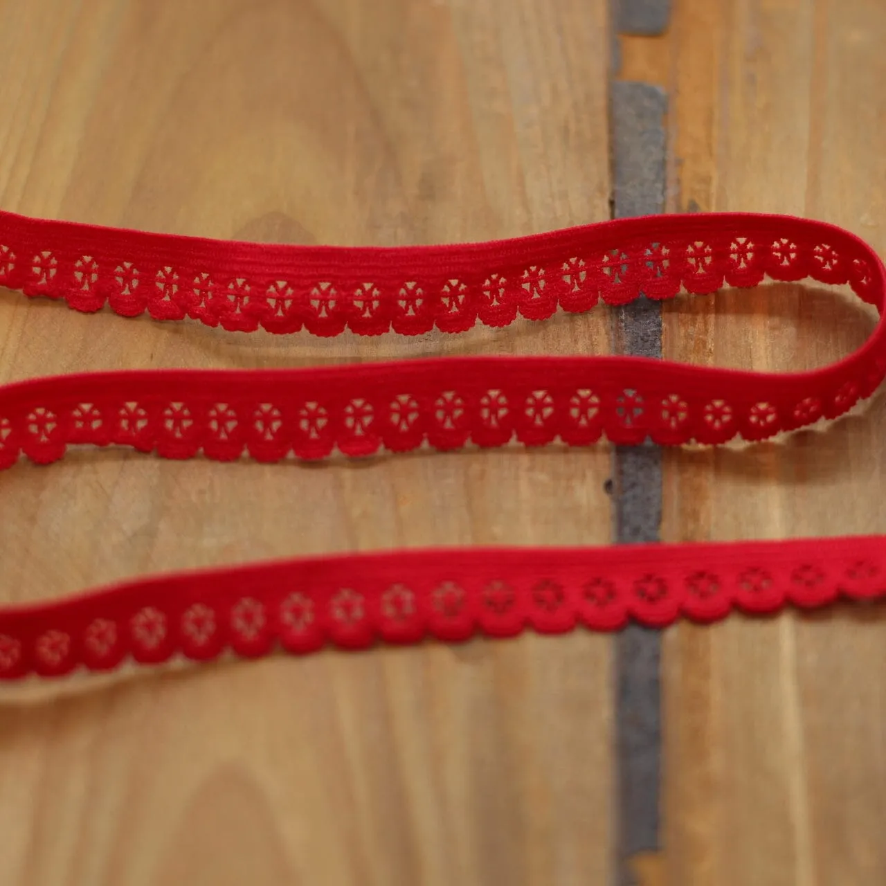 Elastique Dentelle à picots lingerie 13mm - Rouge (vendu x10cm)