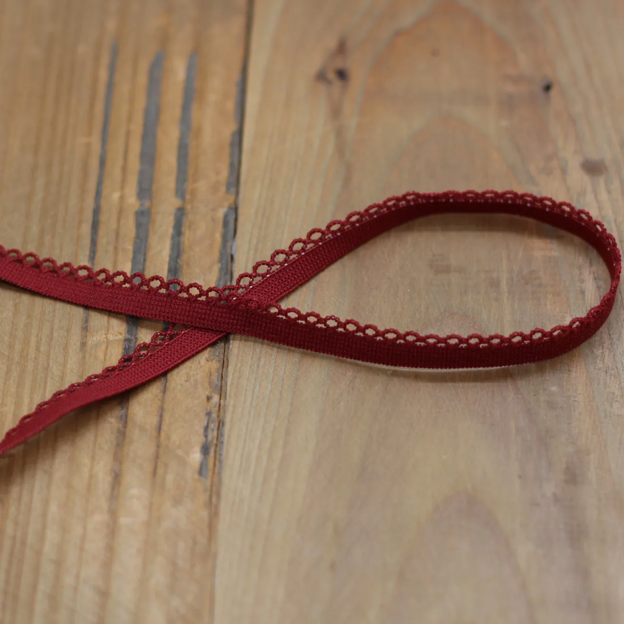 Elastique à picots Dentelle lingerie 10mm - Rouge foncé (vendu x10cm)