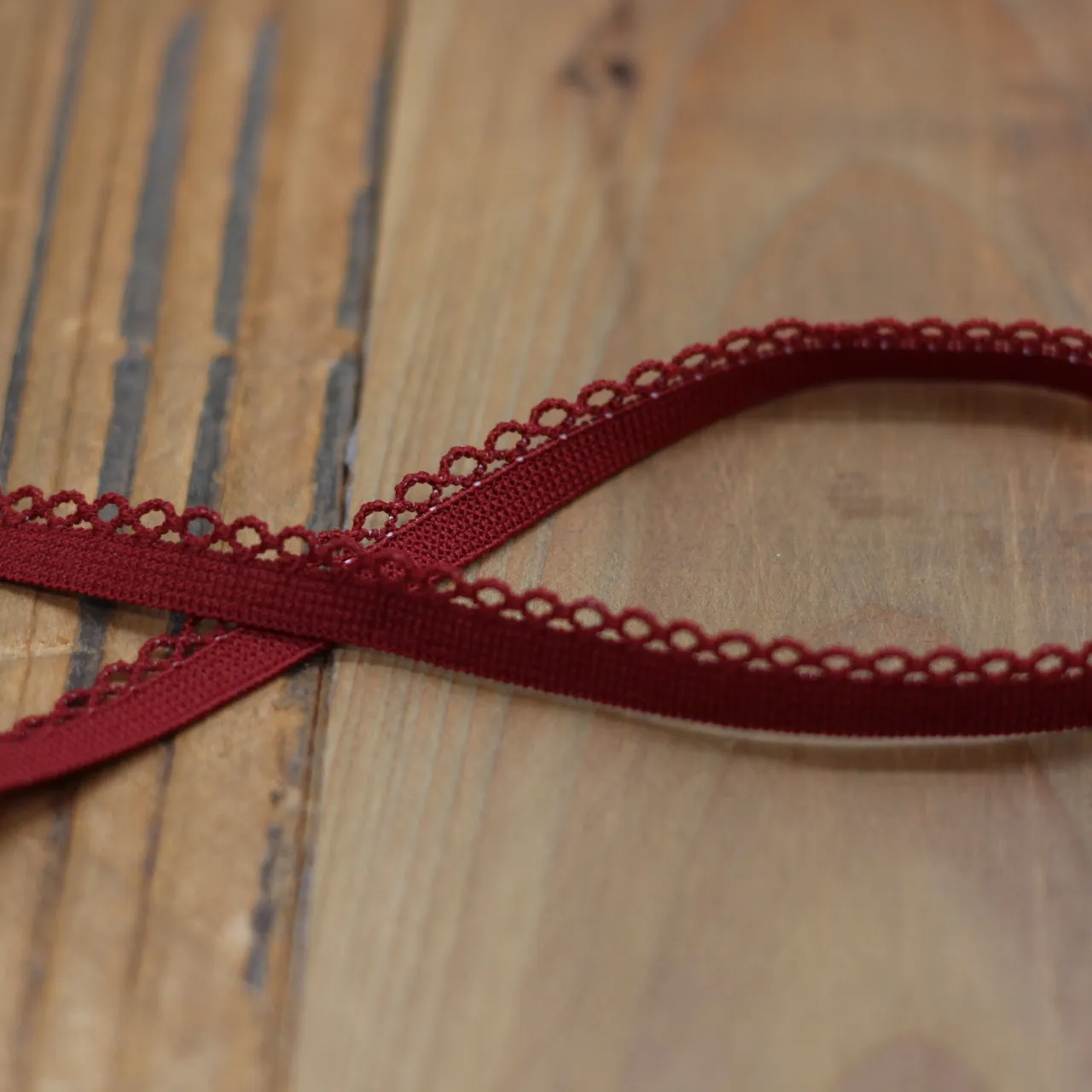 Elastique à picots Dentelle lingerie 10mm - Rouge foncé (vendu x10cm)