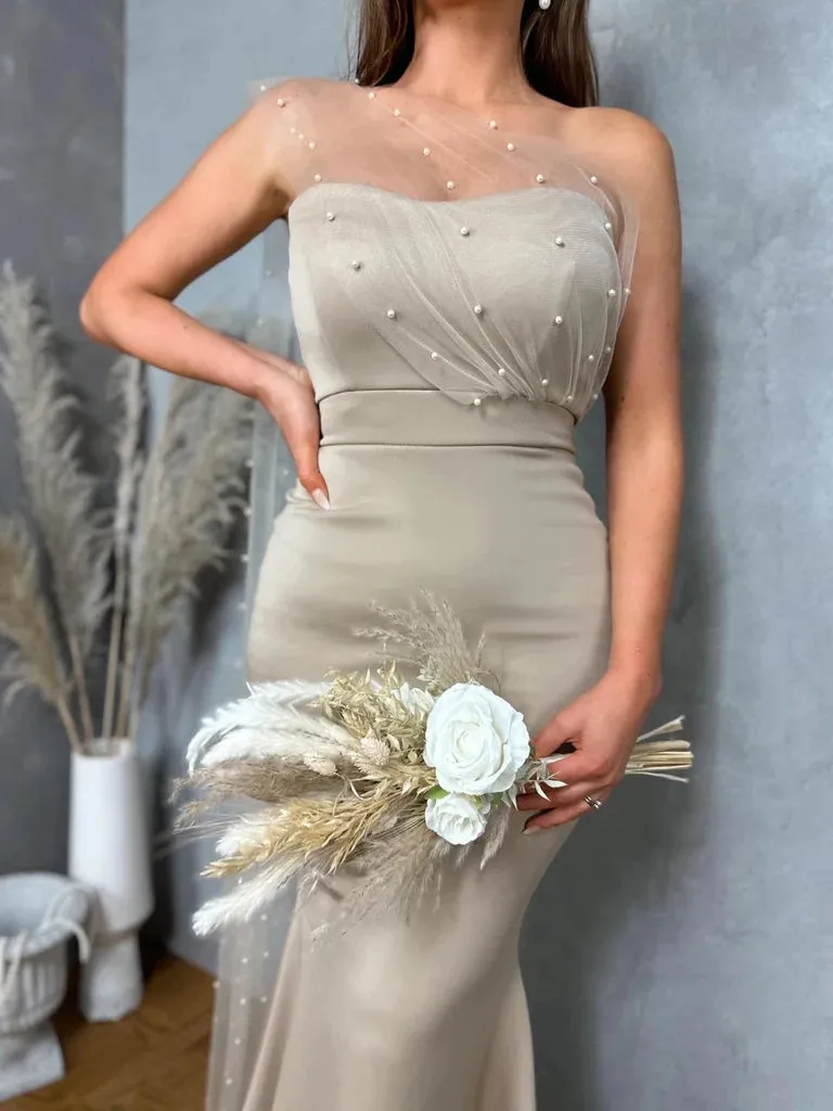 Elegant Sweetheart Mermaid Satin Tulle Long Bridesmaid Dresses Online, BG691