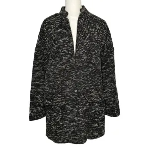 Elevenses Anthropologie black &amp; cream tweed oversize jacket size M