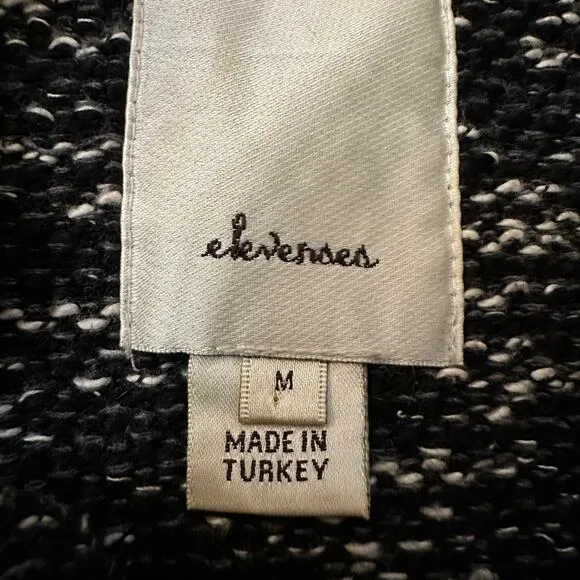 Elevenses Anthropologie black &amp; cream tweed oversize jacket size M