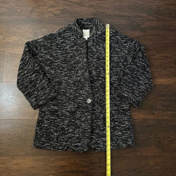 Elevenses Anthropologie black &amp; cream tweed oversize jacket size M