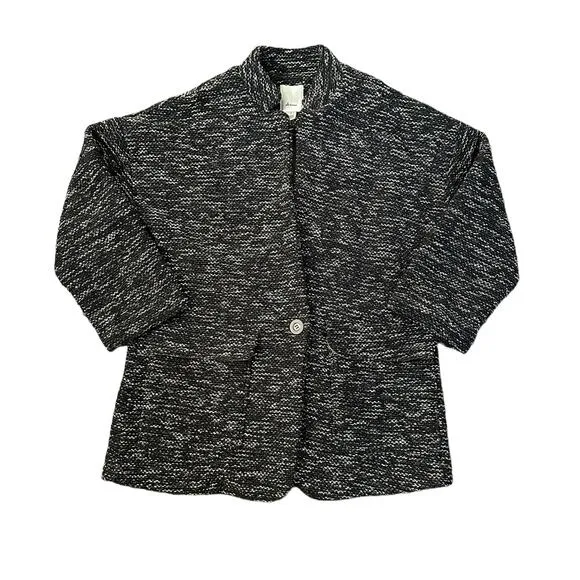 Elevenses Anthropologie black &amp; cream tweed oversize jacket size M