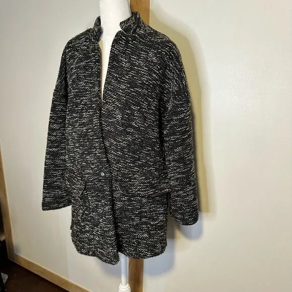 Elevenses Anthropologie black &amp; cream tweed oversize jacket size M