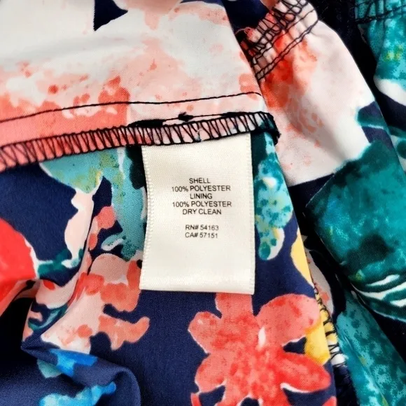 Eliza J High/Low Navy Blue Floral Tiered Skirt