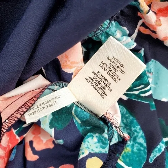 Eliza J High/Low Navy Blue Floral Tiered Skirt