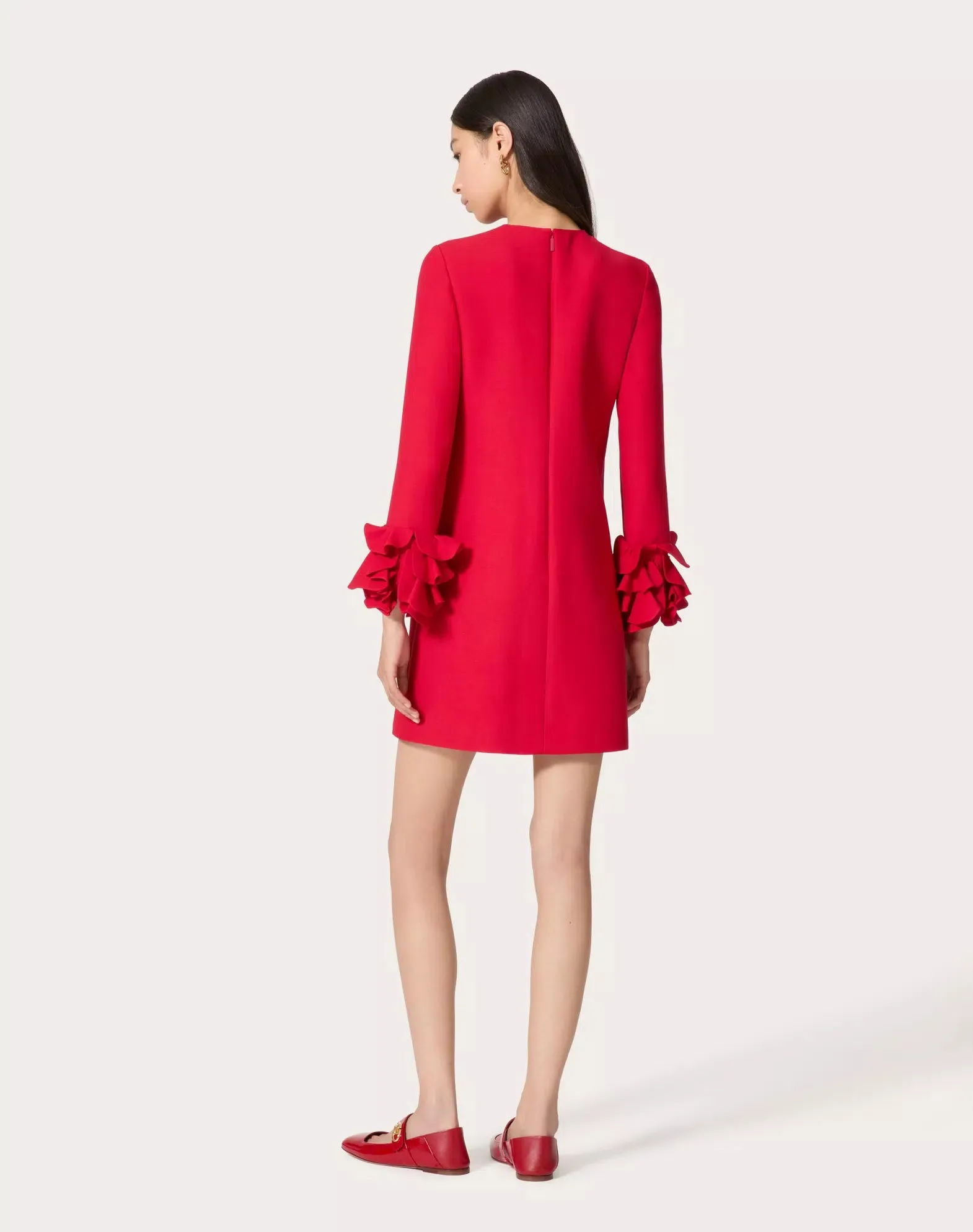 Embroidered Crepe Couture Short Dress