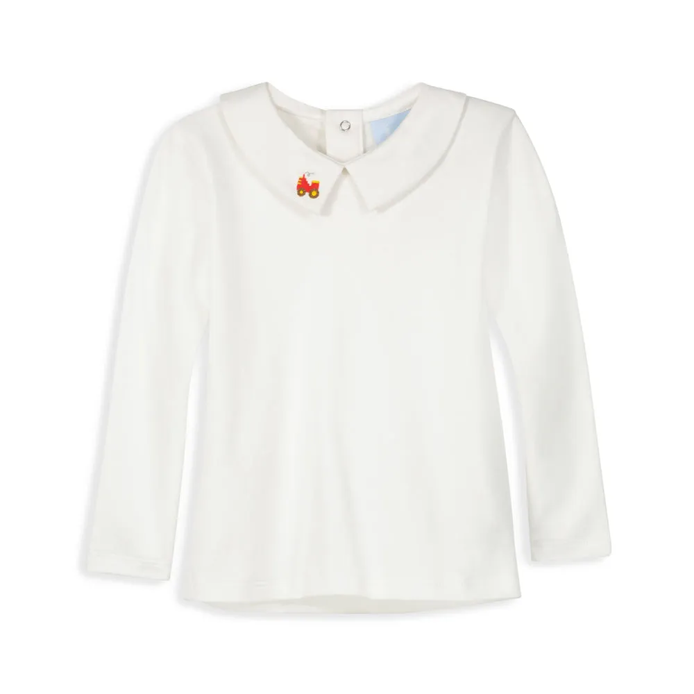 Embroidered Wyatt Pima Tee -- White w/ Tractor