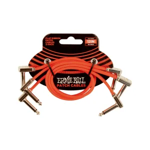 Ernie Ball 12 inch Flat Ribbon Patch Cable, Red, Pack of 3
